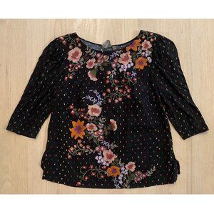 Anthropologie One September Floral Embroidered Blanche Top size SP